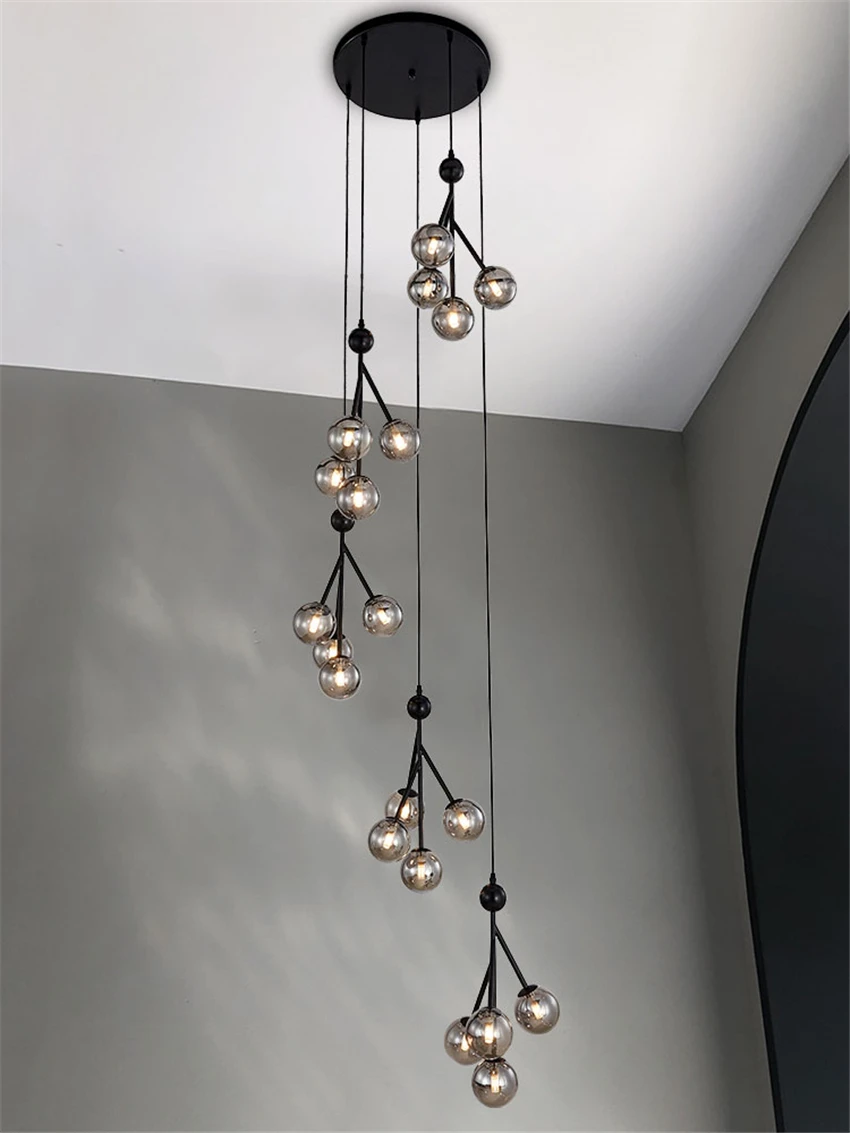 Скандинавские стеклянные люстры с пузырчатым шариком Длинные светильники
