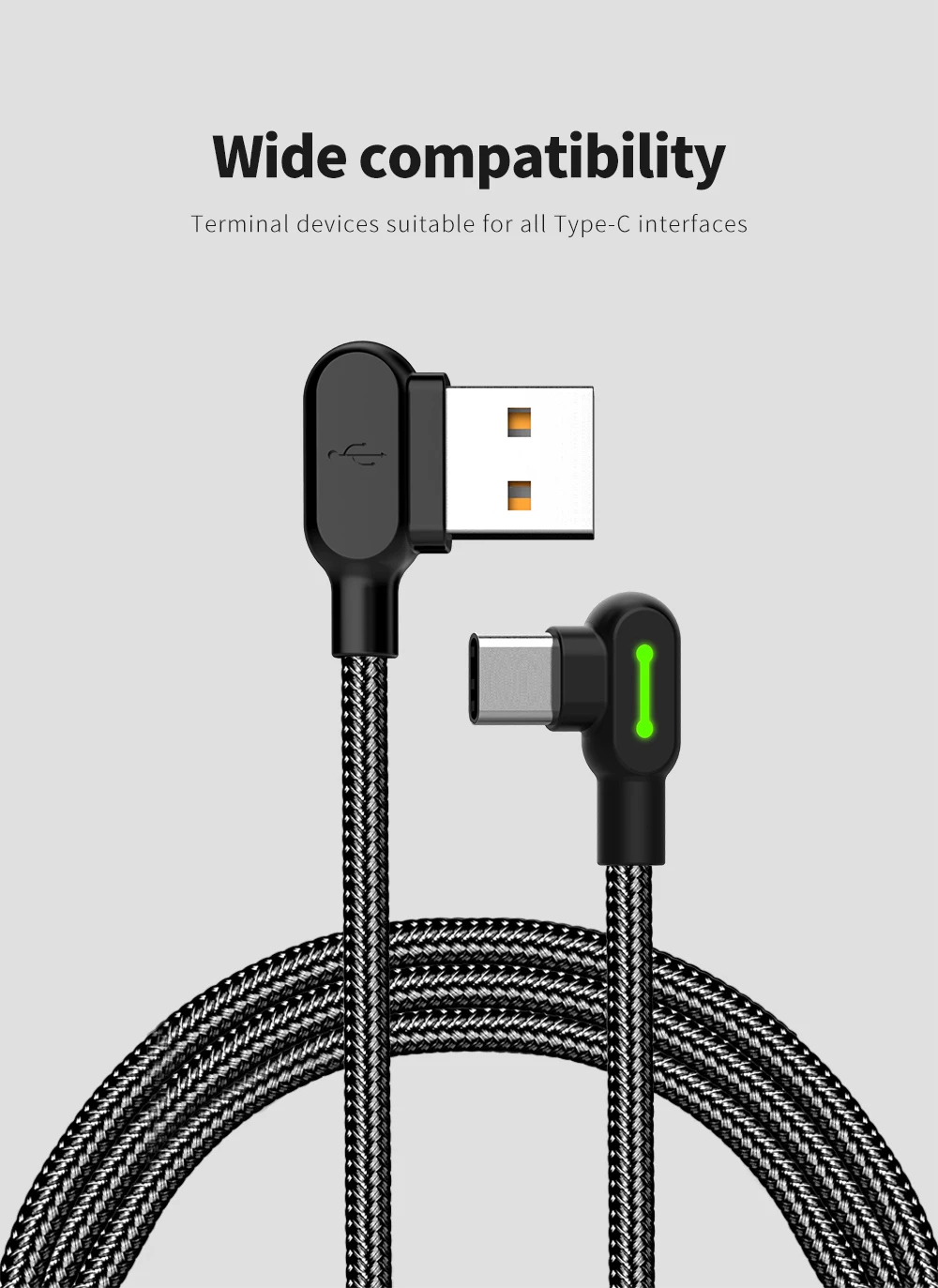 MCDODO 90 градусов 0,5/1,2/1,8/3 м Быстрая зарядка type C кабель для samsung Xiaomi huawei LG Android USB-C зарядное устройство Шнур данных