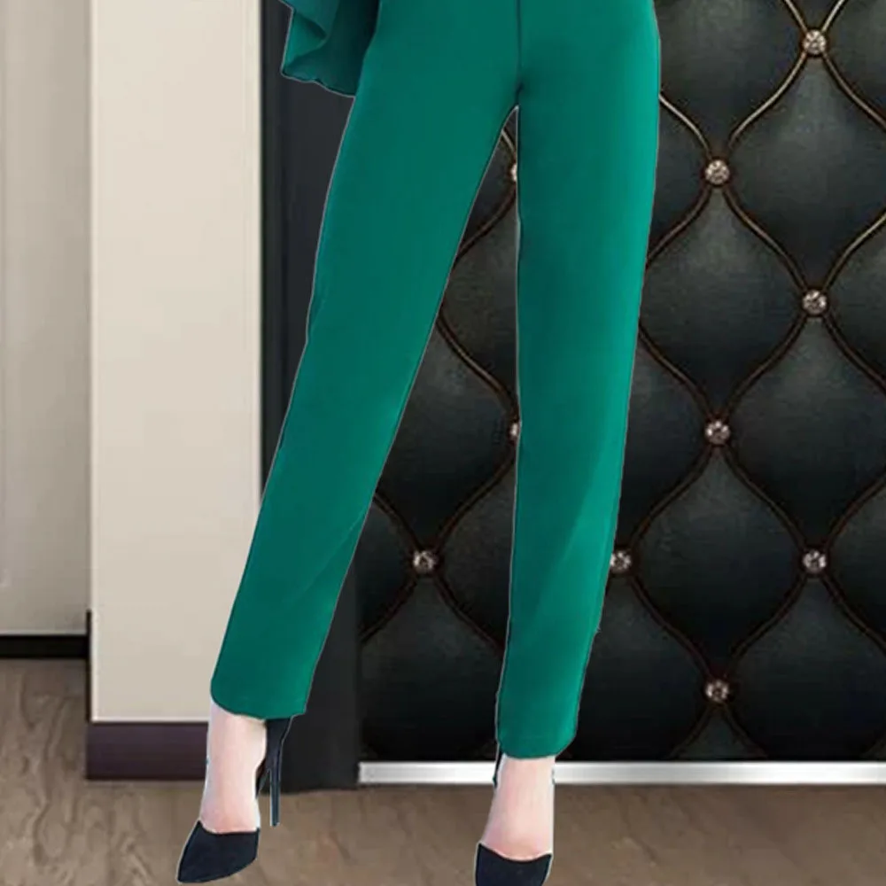 

Western Style Jumpsuit Spring Summer Fashion Temperament Commute Casual Cloak Bat Sleeve Solid Color V-neck High Waist 2021