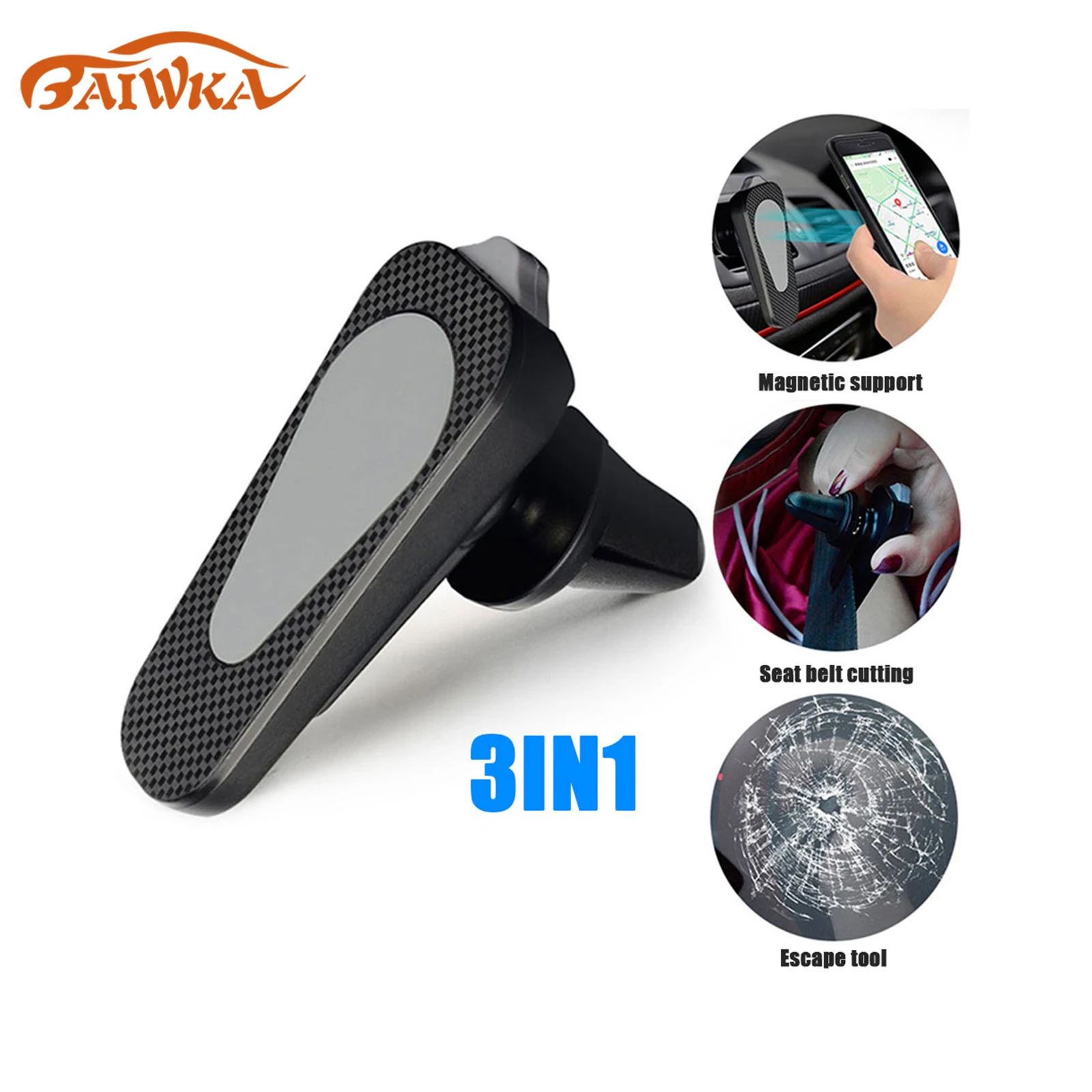 

3 in 1 Magnetic Car Phone Holder Air Vent Mount Mobile Cell Stand GPS Support For iPhone Xiaomi Huawei Vehicle Escape Tools