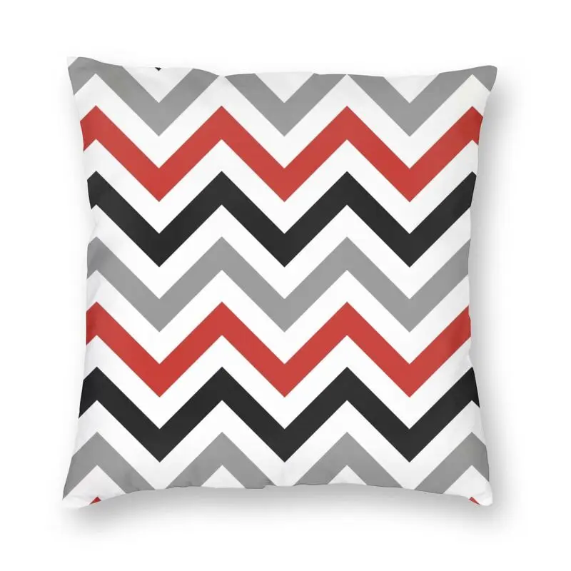 Винтажная наволочка с зигзагообразными полосками Современная Красная черная