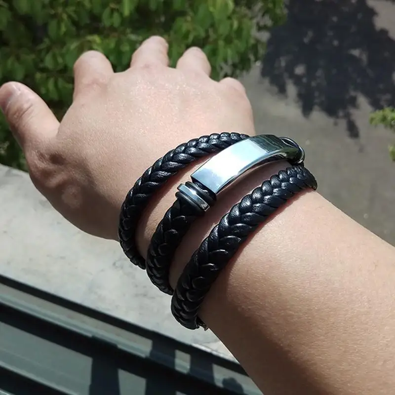 

European And American Vintage Leather Hand-woven Fashion Leather Rope Bracelet