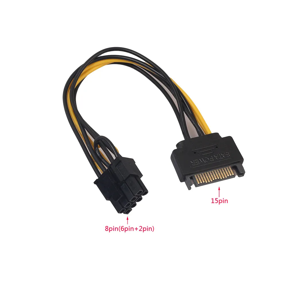 

Adapter Cable Brand New High Quality High 15Pin SATA Male To 8pin(6+2) PCI-E Male Video Card Power Supply Adapter Cable 2021