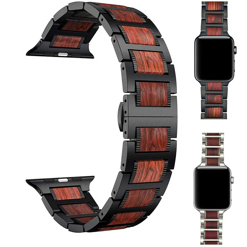Ремешок для Apple Watch iWatch Series 4 3 2 1 сменный деревянный браслет 38/40 мм 42/44 мм|Ремешки