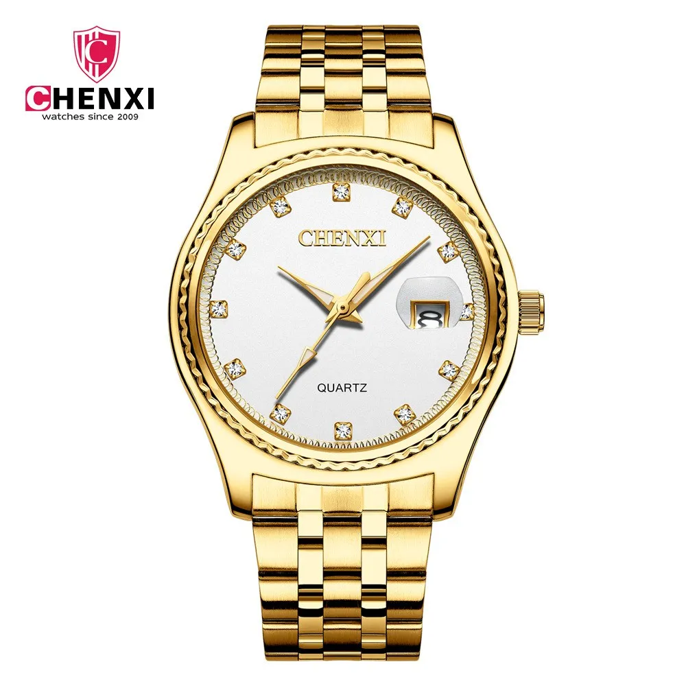 

2020 New Luxury Fashion Business Watches CHENXI Watch Men Yellow Gold Watches Men Stainless Steel Quartz Watches erkek kol saati