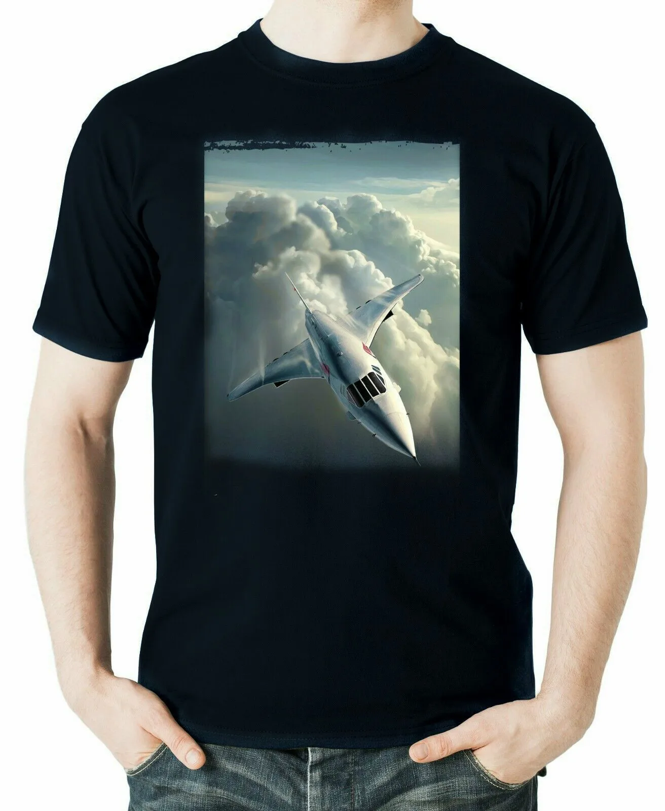

Concorde Supersonic Airliner Illustration T Shirt. Aviation Themed Summer Cotton Short Sleeve O-Neck Men's T Shirt New S-3XL