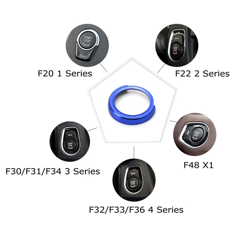 Набор из анодированного синий Алюминий без ключа кнопка запуска двигателя для BMW