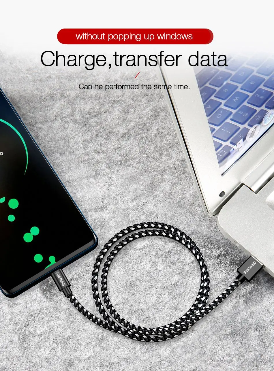 Suntaiho Тип usb C кабель для samsung S10 S9 A50 Xiaomi Redmi Note 8 Pro быстрой зарядки Тип-C Зарядное устройство мобильного телефона кабель с разъемом usb-c