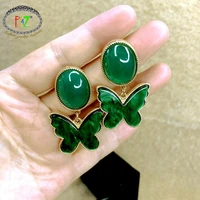 f j4z 2021 designer earrings for women elegant green resin butterfly drop earring lady evening life jewelry gifts dropship