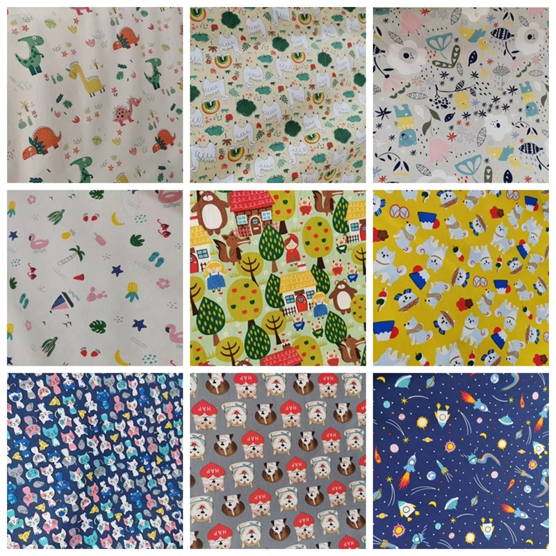 Хлопчатобумажная саржевая ткань с принтом серия мультфильмов для шитья своими