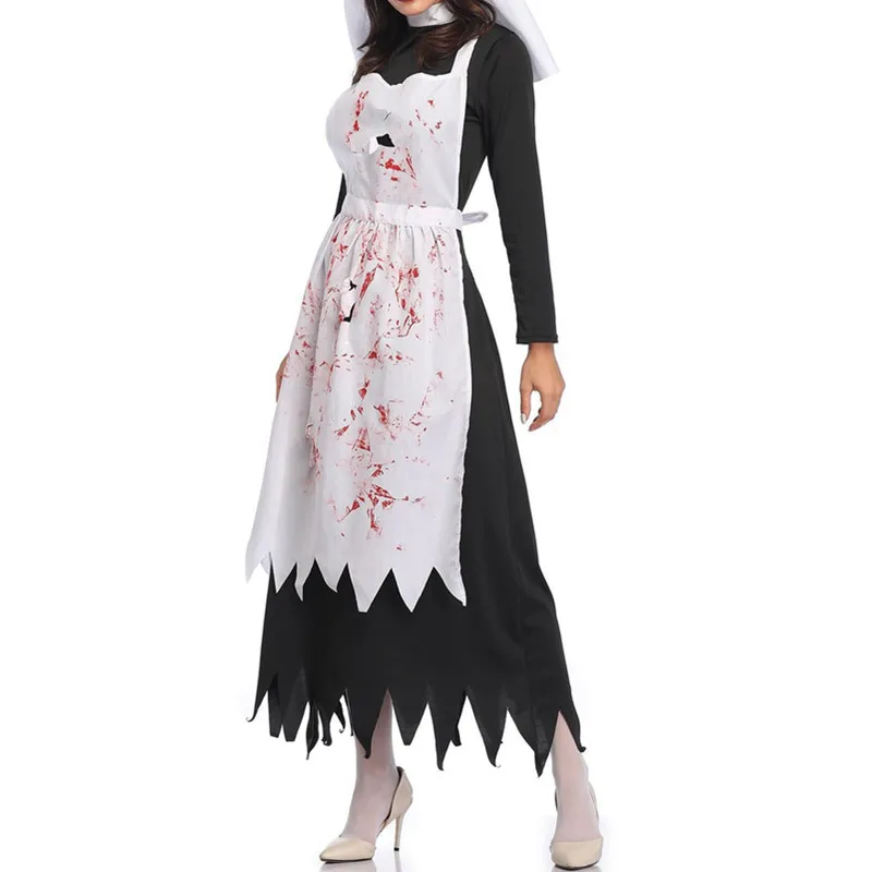 

Halloween Party Women Cosplay 2021Costume Carnival Masquerade Zombie Ghost Bride Role Bloody Scary Nurse Performance Fancy Dress