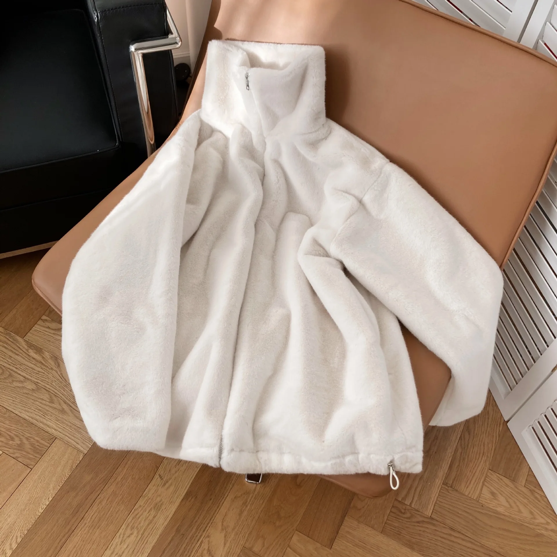 

2020 Spring Long Sleeve Women Thick Hoodies Stand Color Zip Design Women Warm Oversize Warm Women Furry Hoodies Women Tops