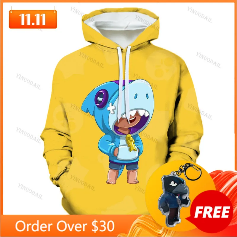 

Shark Leon Shooting Game 3d Sweatshirt MAX Boys Girls Tops Hoodies Teen Clothes Shooter Thin Children's Wear Kids Hoodie