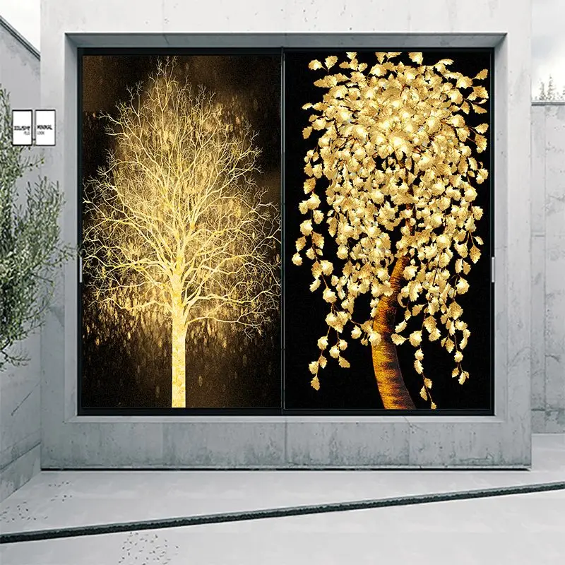 

Customized window insulation film plant waterproof window grille sticker glass sticker shading personality creative bathroom