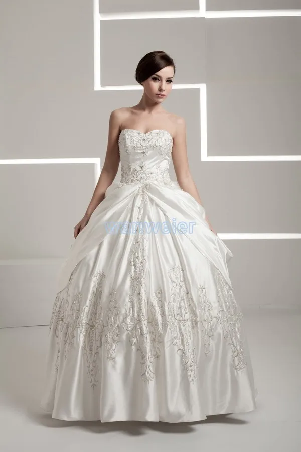 

free shipping 2016 design embroidery real image bridal gown good quality custom size/color ball gown white/ivory wedding dress