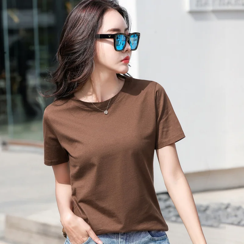 

Slim Summer T Shirt Women 2021 New Planet Print Casual Slim Women Tops Black