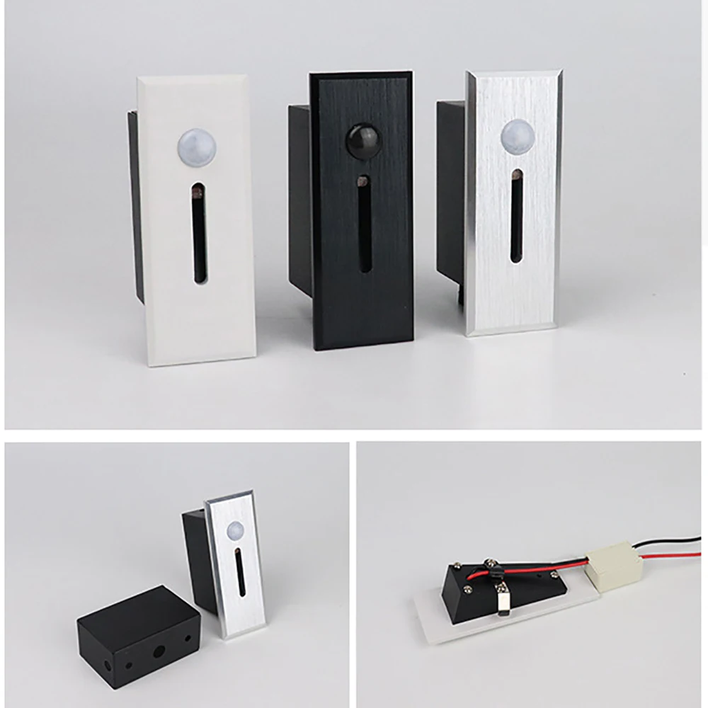 Настенный светильник с ИК-датчиком движения алюминиевый встраиваемый