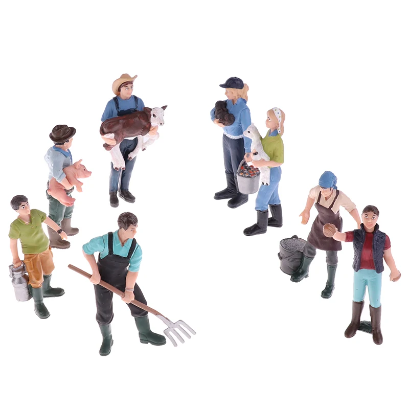 

New Simulation Farmer Model Simulation Farm Staff Feeder Action Figures Cow Animals Miniature Lovely Toys For Kids