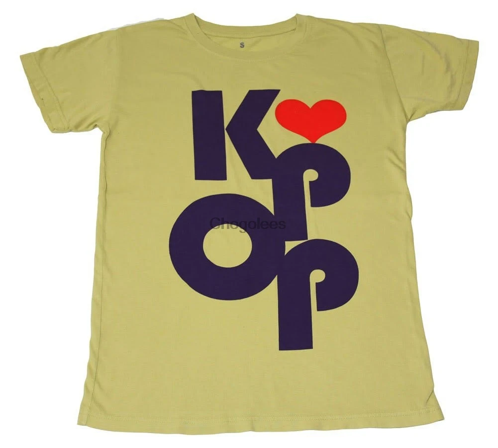 K Pop желто зеленая рубашка в форме сердца X Large|Мужские футболки| |