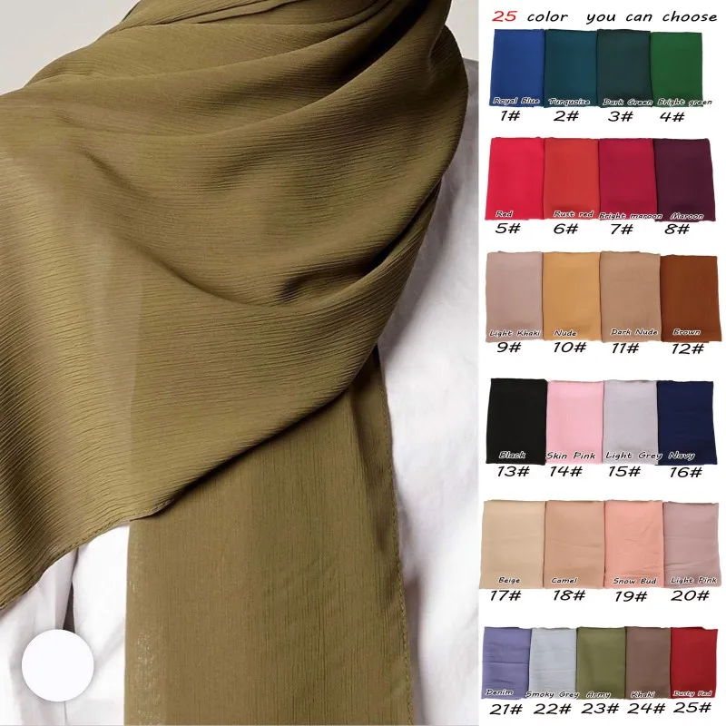 Модный женский простой креп шифоновый шарф/шарфы исламский мусульманский