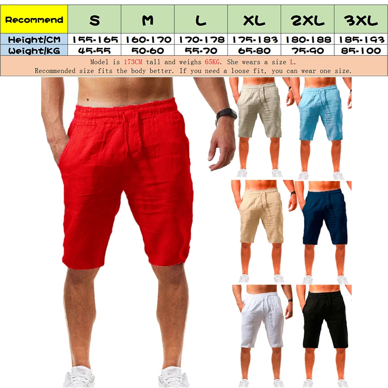 

Summer 8-color New Men's Casual Sports Cotton and Linen Comfortable Fashion Shorts Jogging Pants