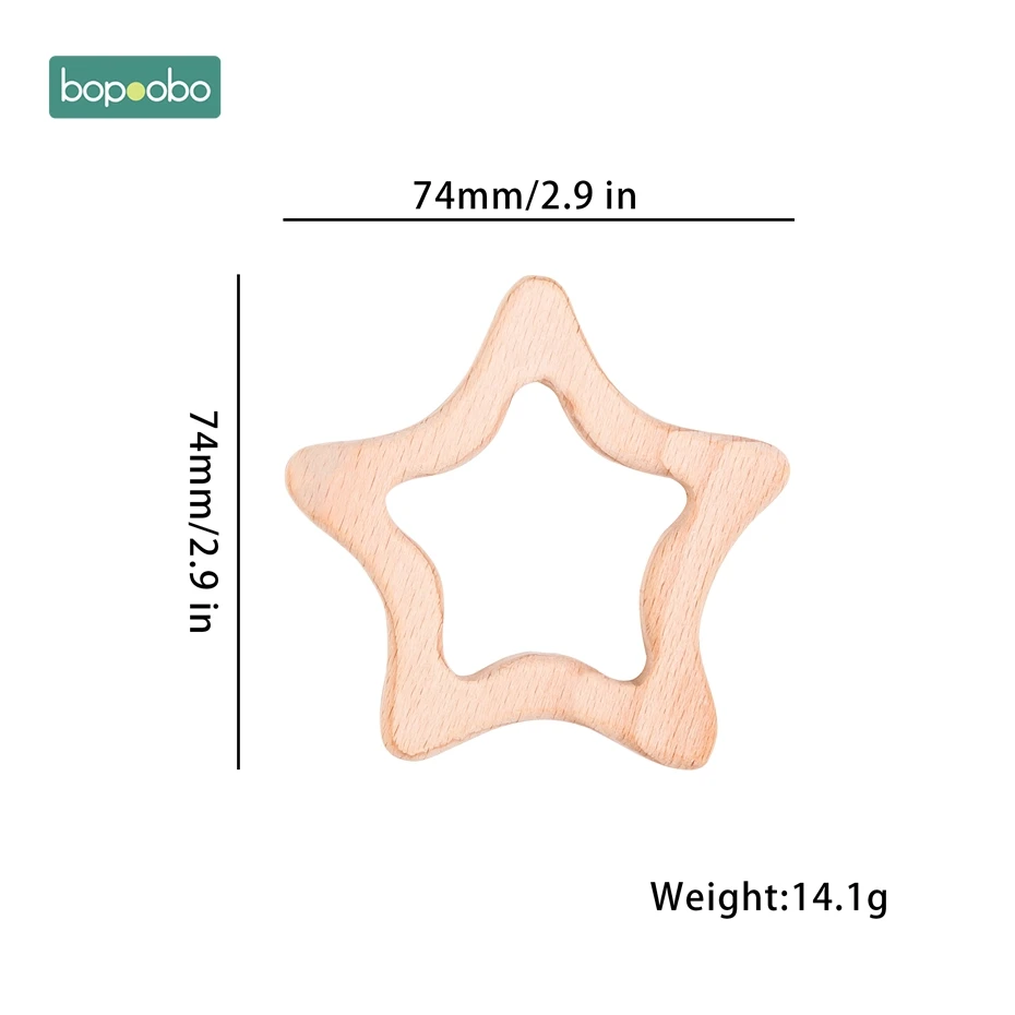 Star Bopoobo 5 шт. деревянный Прорезыватель для еды, из бука, деревянные животные, детские игрушки для новорожденных, подвеска, соска, комплект для медицинских процедур, Детские трофеи - Цвет: Star
