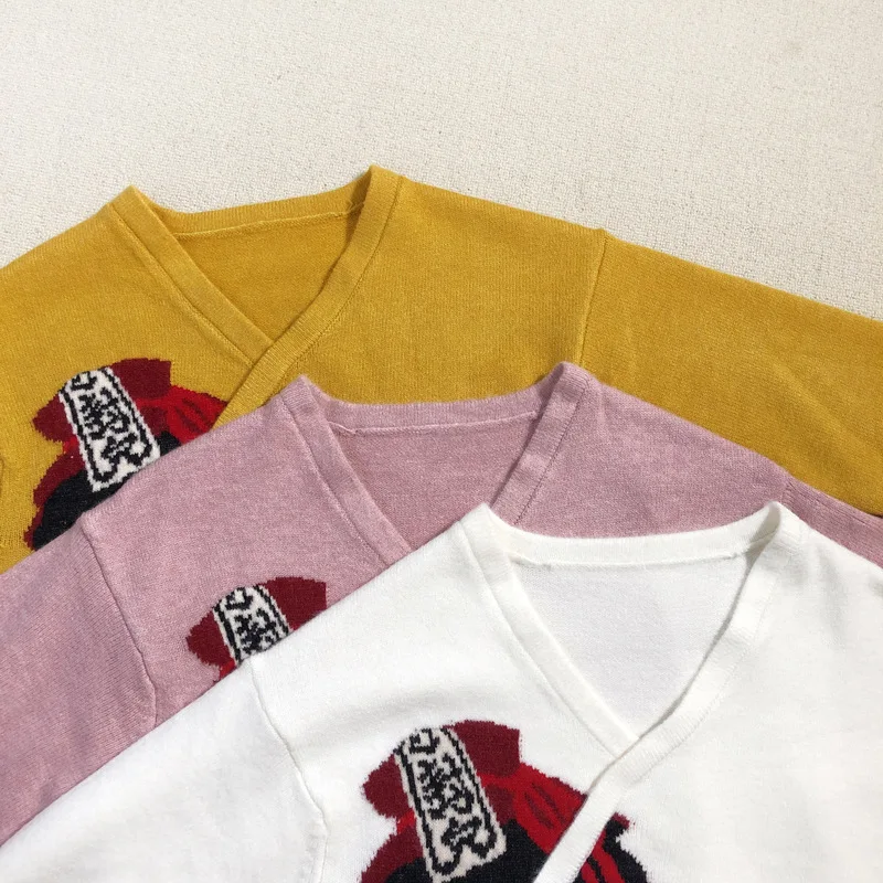 Китайский ветер ретро v образным вырезом рубашка Осень Зима Одежда Han Sen Отдел