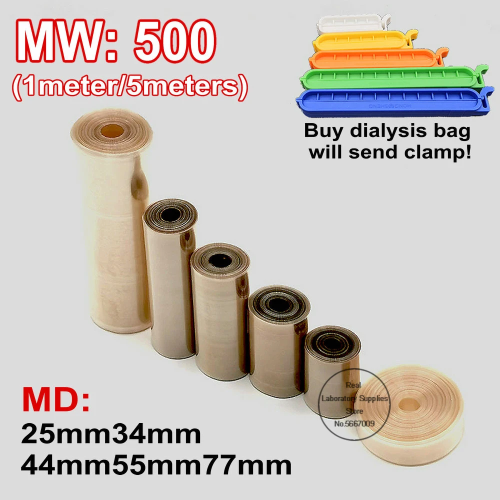 

1meter/5meters laboratory MW 500 Regenerated cellulose dialysis bag, MD25/34/44/55/77mm RC dialysis bag