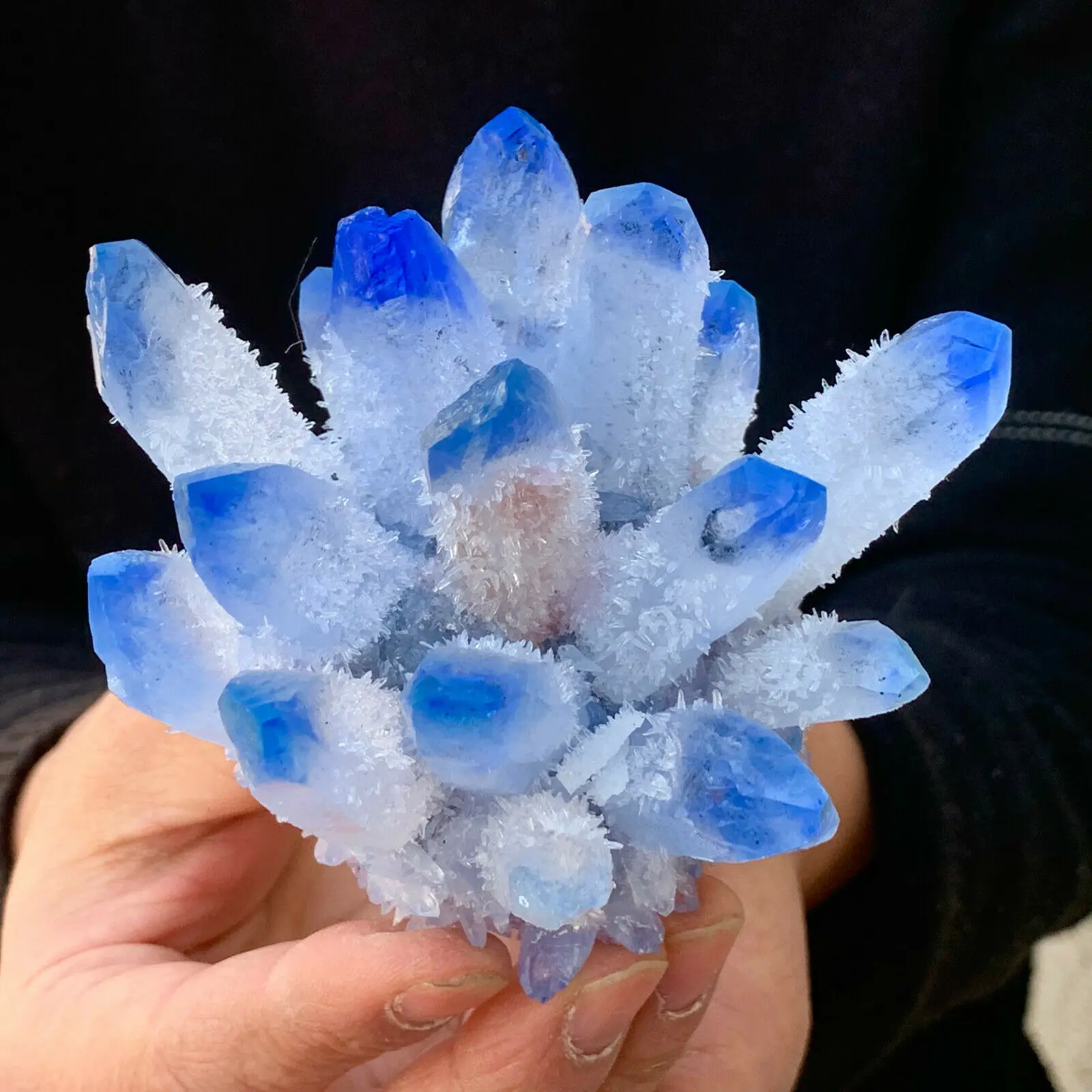 

New Find Sky Blue Phantom Quartz Crystal Cluster Mineral Specimen Healing