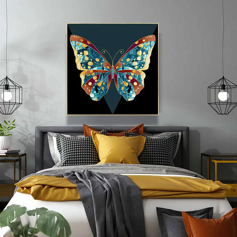 Современная красочная живопись на холсте бабочка настенная куадро