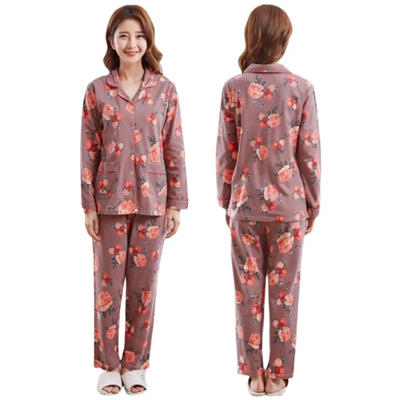 

2021 Autumn and Winter New Women's Pajamas Long SleevesLeisure Two-piece Suit Home Wear Pijamas Women Pajama Set Women Sleepwear