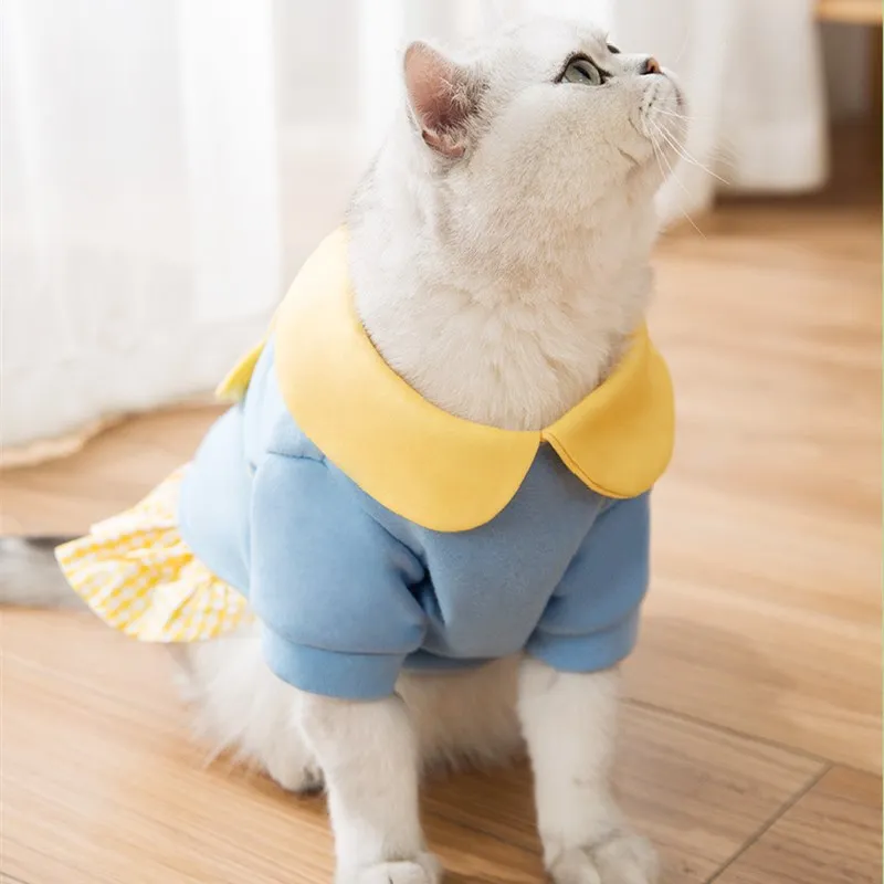 Милое Платье для кошек и собак хлопковая дышащая теплая юбка свитер осени зимы