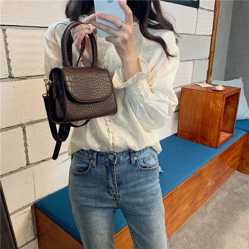 Крокодиловый узор сумки через плечо для женщин 2019 маленькая сумочка на цепочке