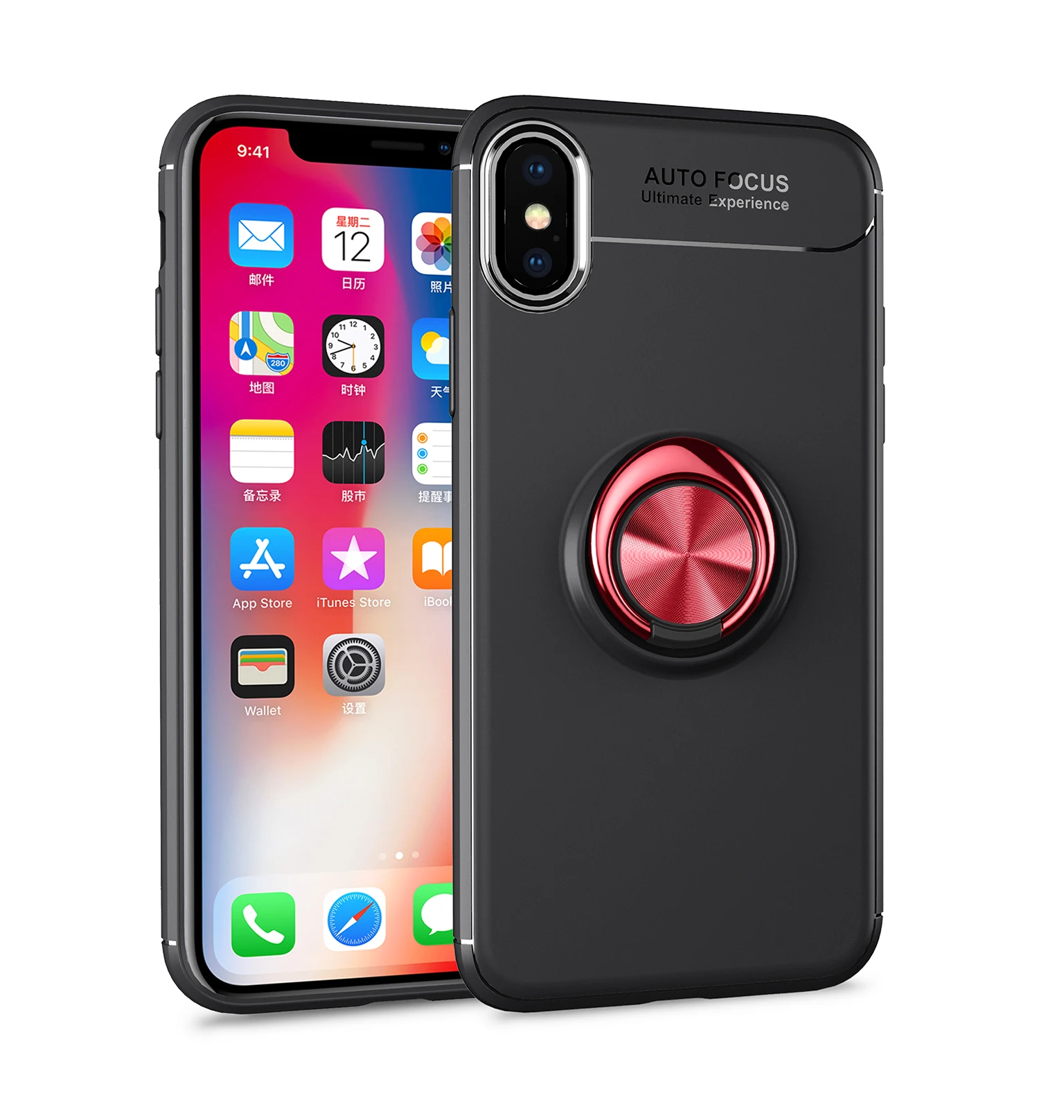 Мягкий чехол с кольцом на палец для iphone XS MAX XR 7 8 6X10 6S Plus матовый Силиконовый чехол для телефона с автофокусом - Цвет: ReB