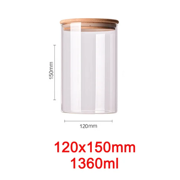 120x150mm Стеклянная бутылка для хранения пищевых продуктов канистра для кухонных контейнеров банка с крышкой коробки специй Чай вакуумные крышки сахара миска-контейнер - Цвет: 120x150mm