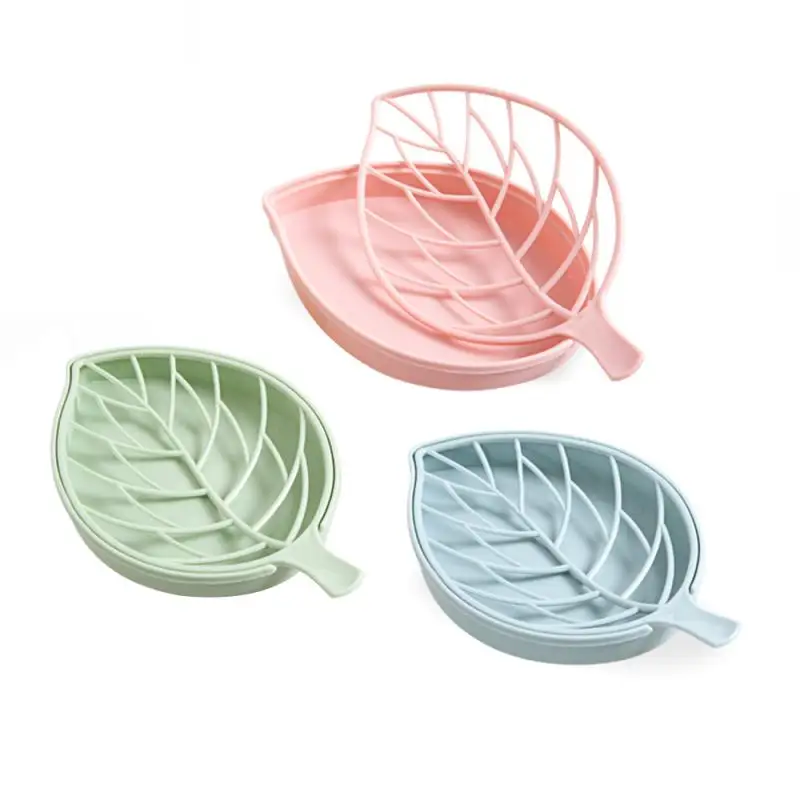 

Double Draining Soap Box Creative Leaf Shape Non-slip Soap Holder Portable Soap Dishes Holder Household Bathroom Supplies
