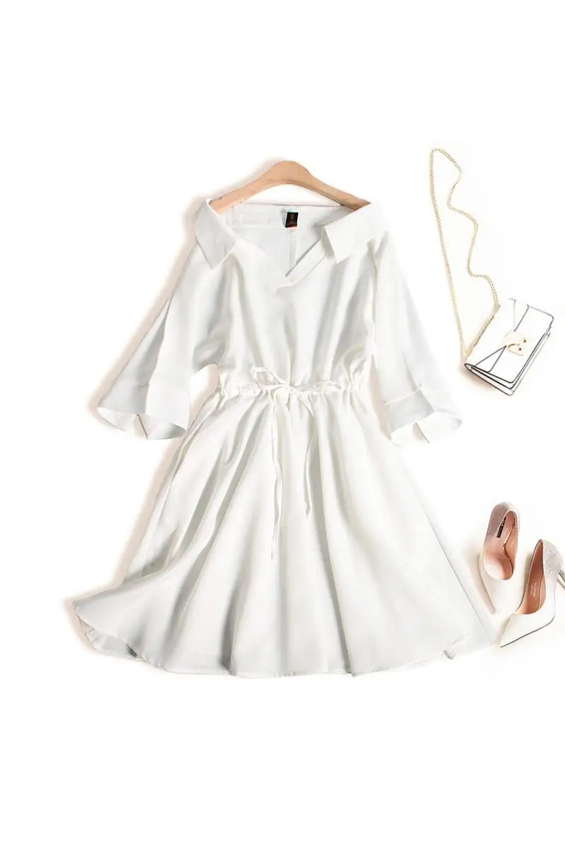 

Light luxury high-end counter brand new lapel dress summer