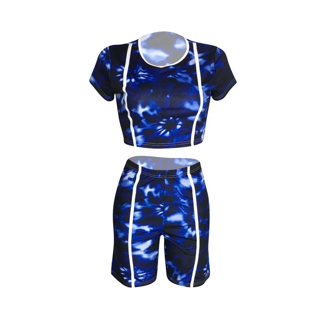 Женский спортивный костюм из двух предметов модный домашний с коротким рукавом