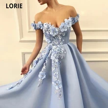 LORIE Baby Blue Princess Prom Dresses Off the Shoulder 3D Flowers Evening Gown Long Formal Party Dress Plus Size Custom Made (4)