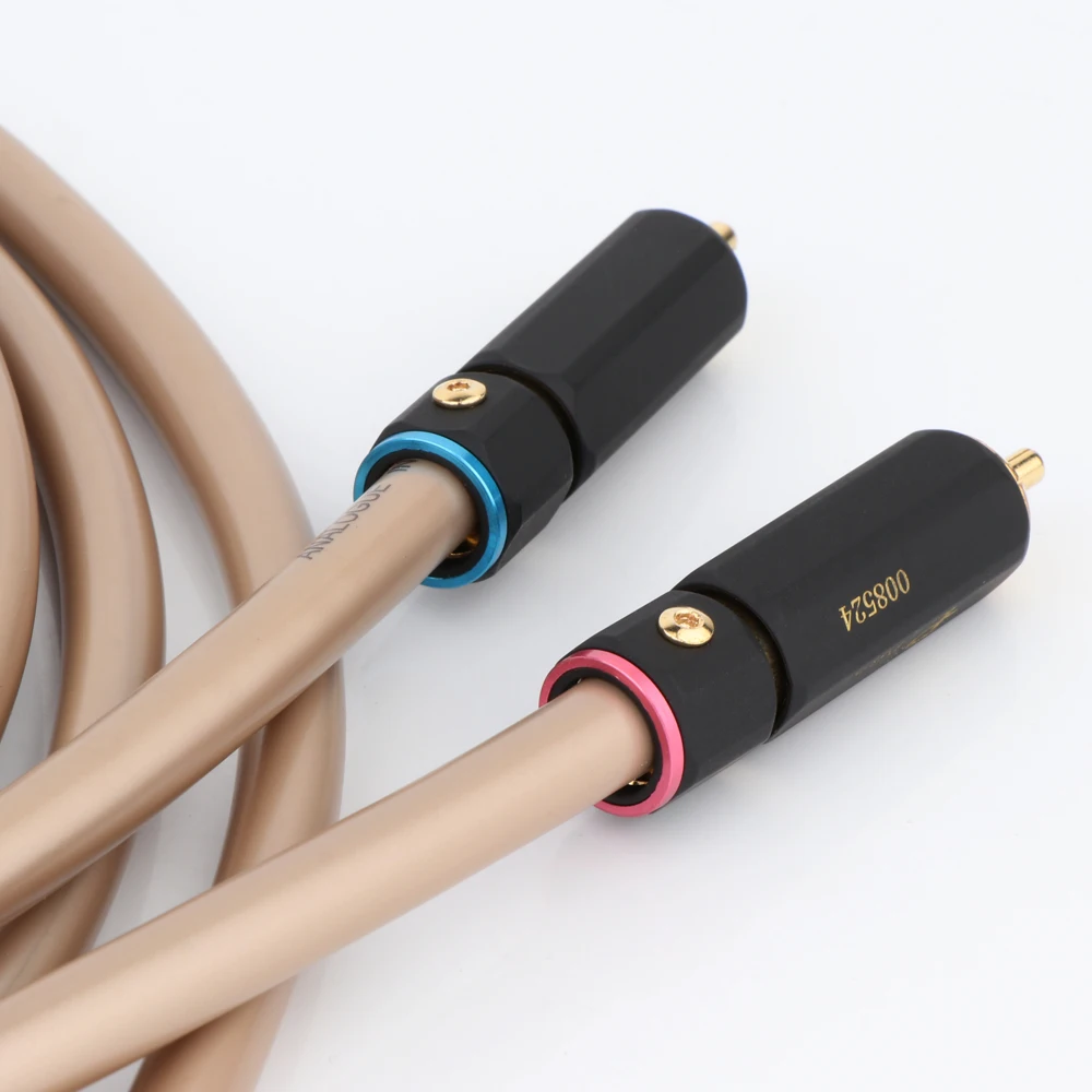 One Pair Analogue Interconnect 5N Copper Audio RCA Signal Cable With Gold Plated Palic RCA plug connector images - 6
