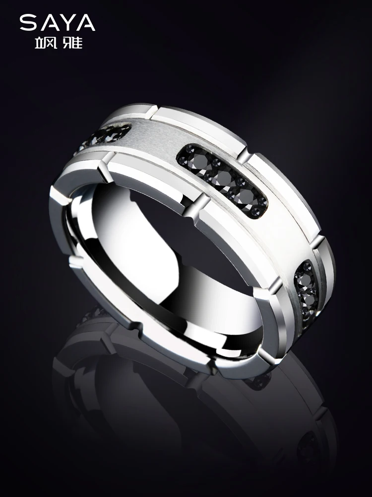 

Ring Men's Domineering Obsidian Trendy Light Luxury Single Index Finger Ring Men's Gem Ring Personality Ring Men's Little Finger