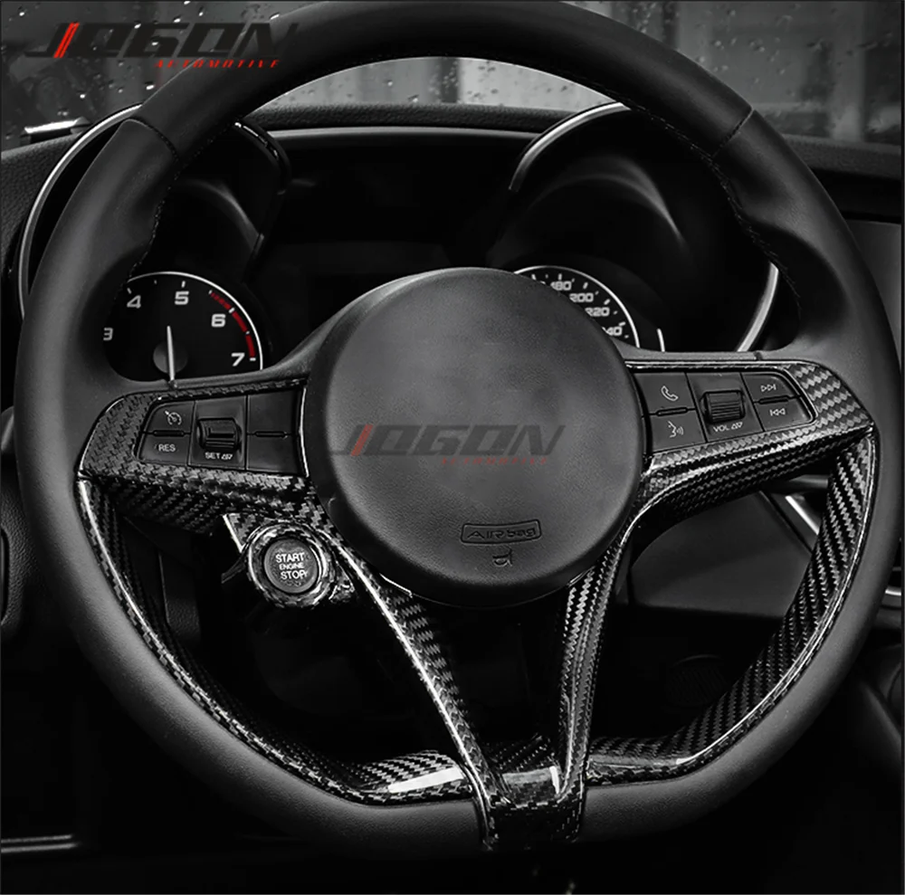 Продажа Настоящая накладка на руль из углеродного волокна для Alfa Romeo Stelvio 949 Giulia 952 2017 + автомобильные аксессуары