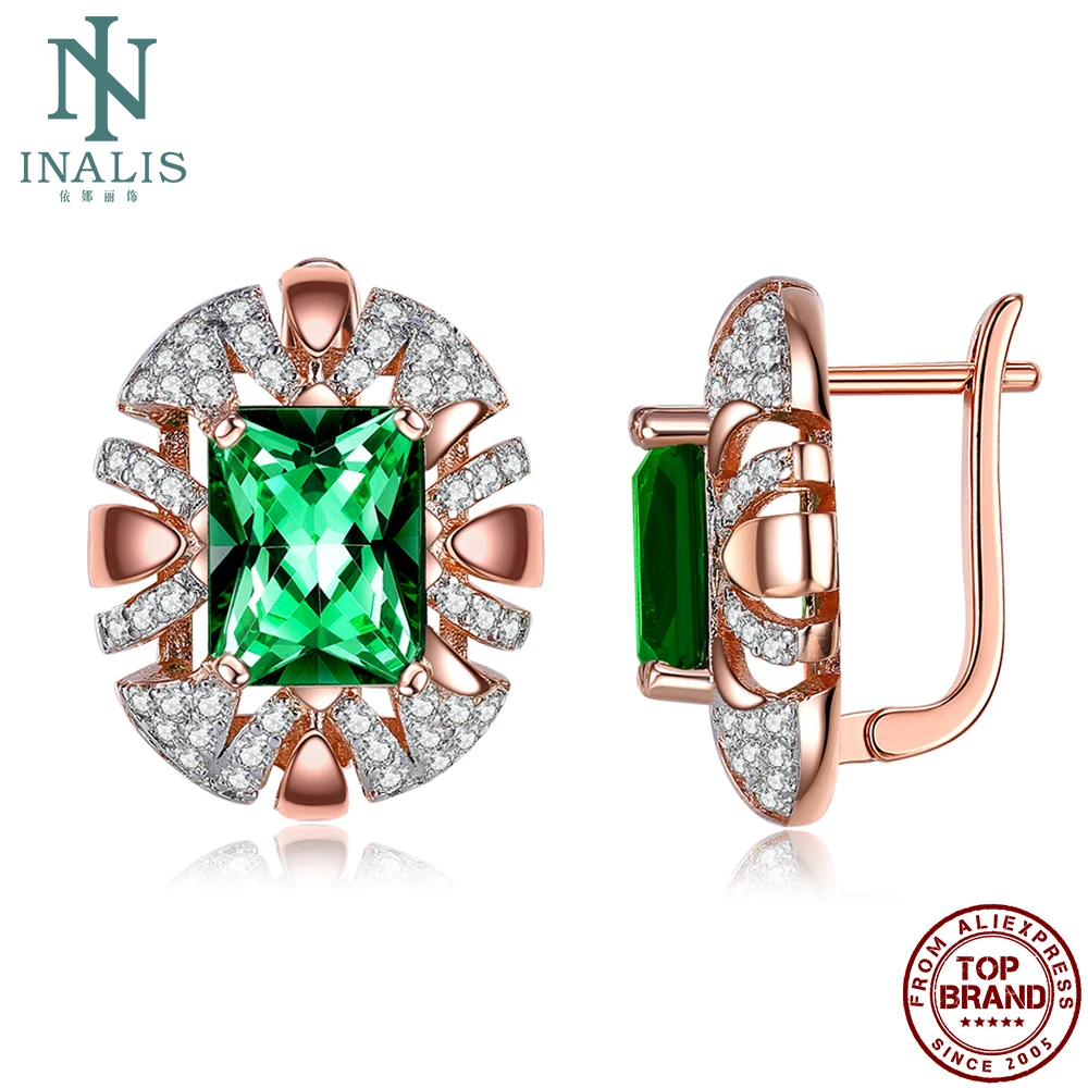 

INALIS Oval Stud Earrings For Women Shining Clear Cubic Zirconia Romantic Rose Gold Copper Earring Anniversary Fashion Jewelry