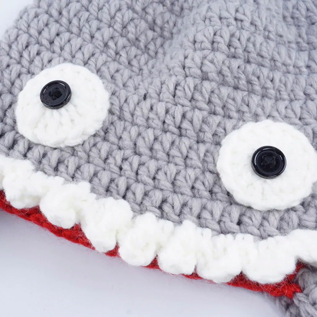 Детская зимняя шапка ручной работы вязаная шапочка для детей с рисунком акулы