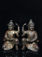 tibet buddhism old bronze lacquer cinnabar statue of hu people offering treasures a pair western regions offer worshiper image