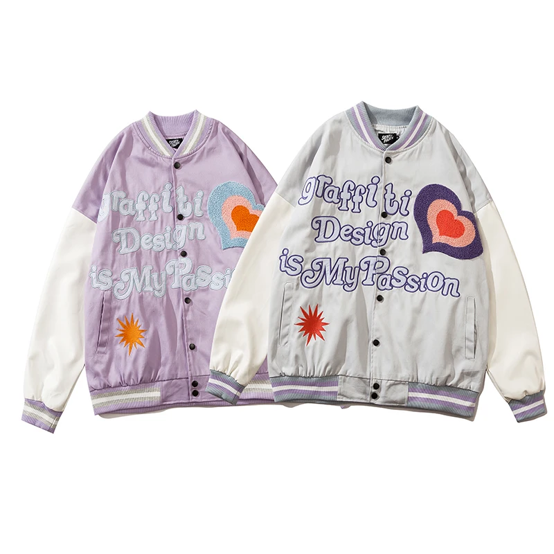 Куртка мужская в стиле пэчворк Бомбер с вышивкой и надписью бейсбольная уличная
