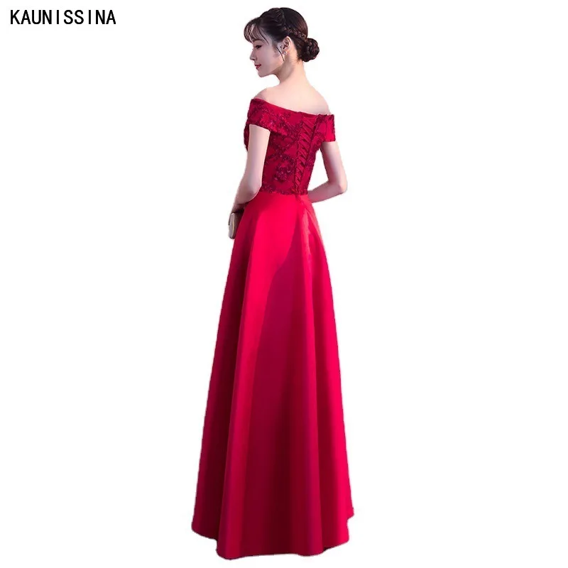 

KAUNISSINA Evening Dress Robe De Soiree Appliques Off the Shoulder Neck Floor-length Dinner Party Gowns Women Formal Dresses