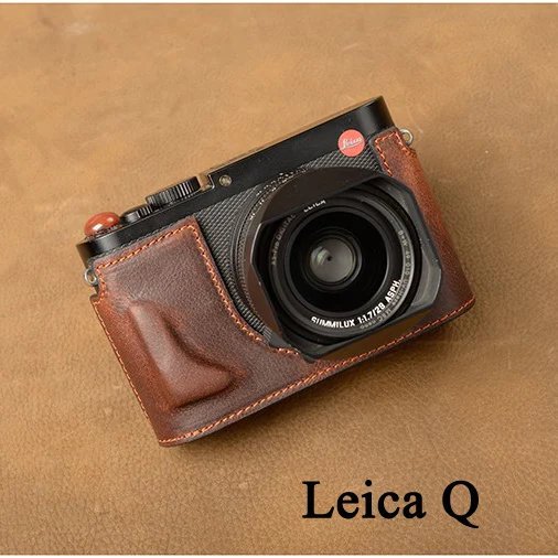 AYdgcam ручной работы из натуральной кожи чехол для камеры половина тела для Leica Q Typ 116 Leica Q2 Нижняя крышка ручка винтажный Чехол - Цвет: Coffee Q