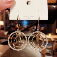 exaggerated large circle rhinestone metal earrings temperament fashion ear jewelry