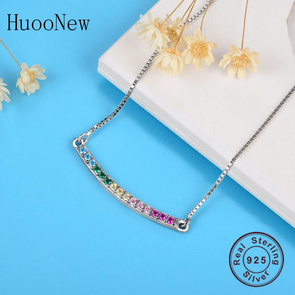 Женское колье с подвеской Cystal Rainbow Arc Love Серебряное ювелирное изделие из
